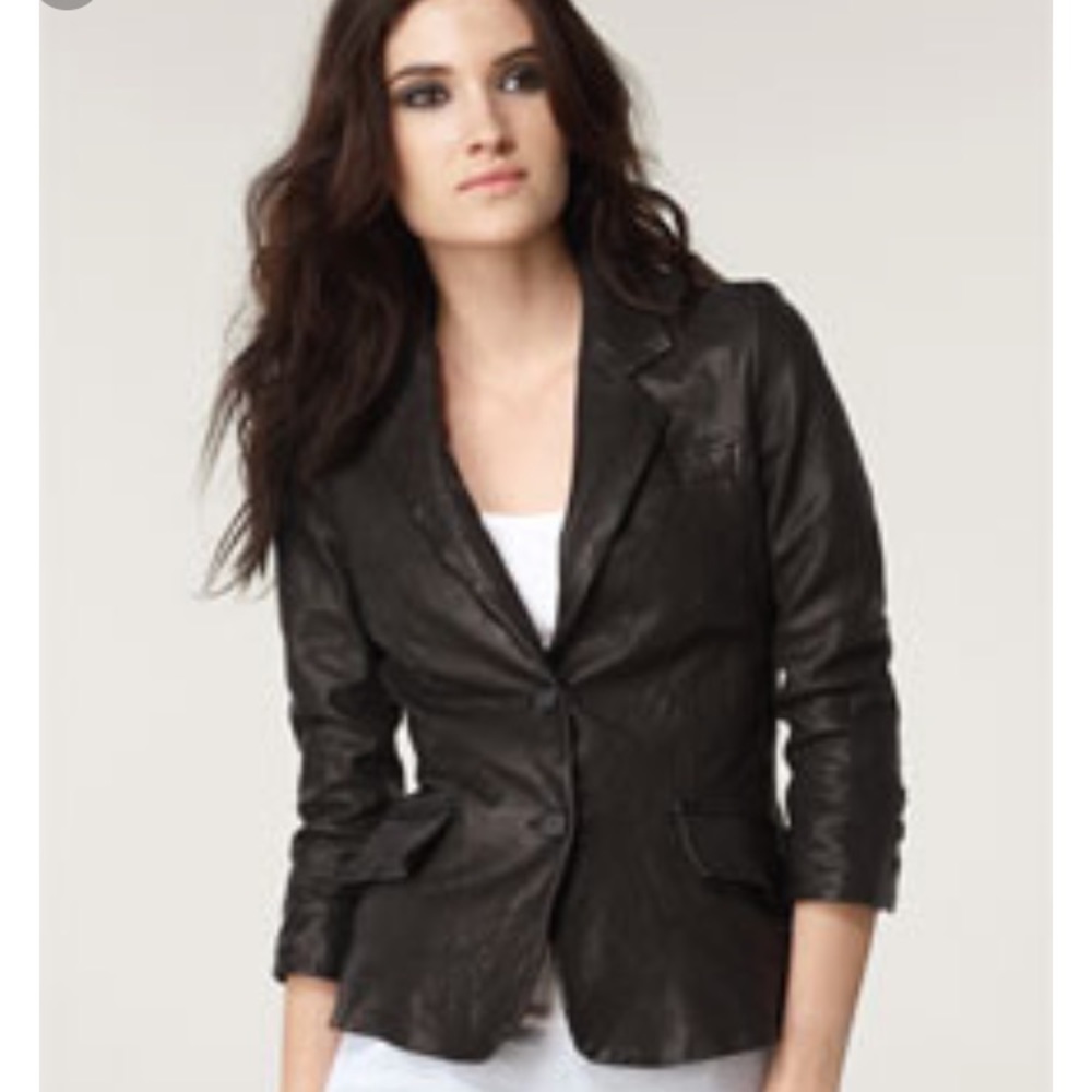 Elizabeth and James shrunken leather blazer